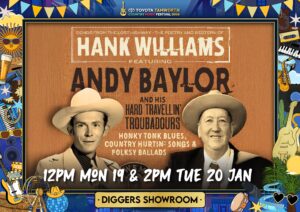 Andy Baylor as Hank Williams Tamworth Festival Poster