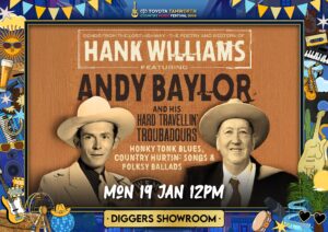 Andy Baylor as Hank Williams Tamworth Festival Poster