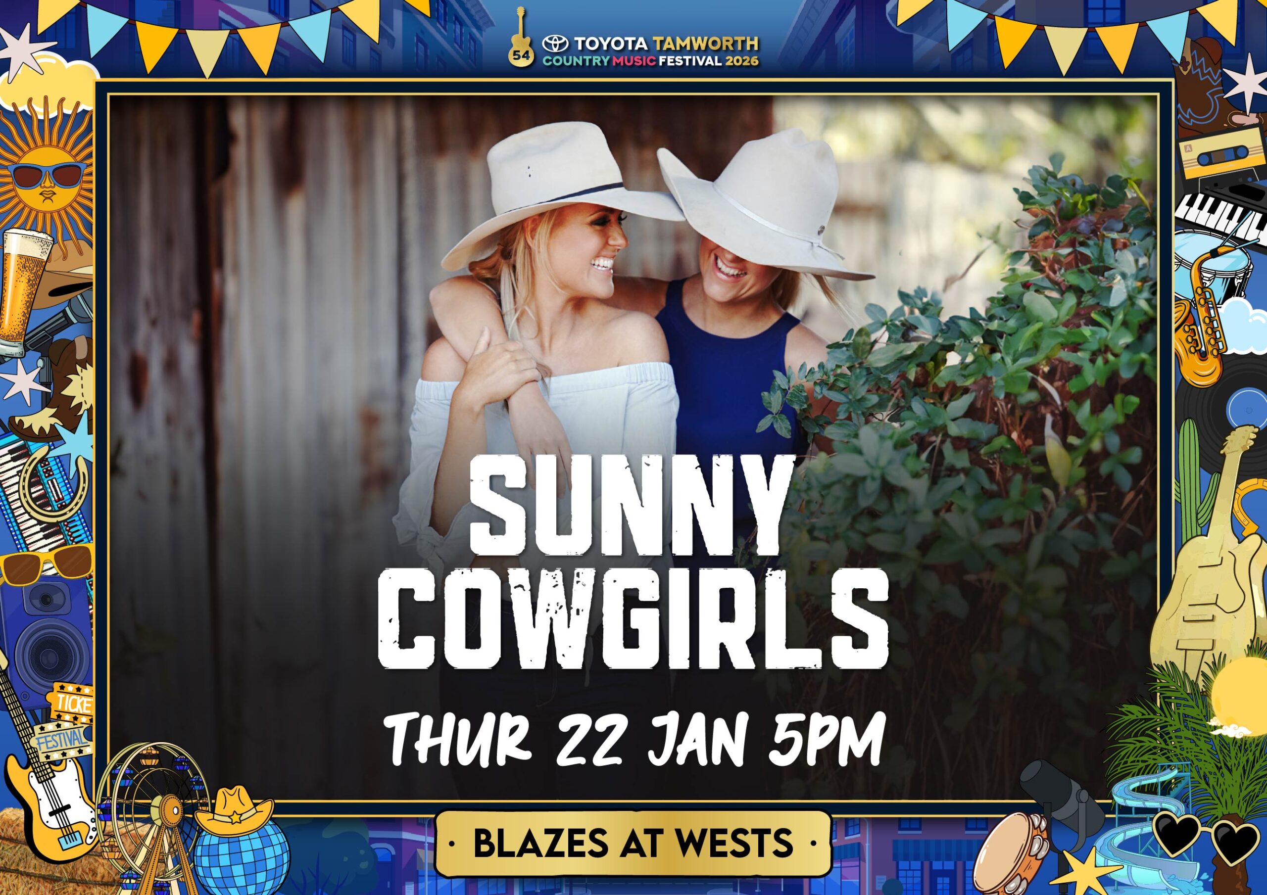 Sunny Cowgirls Tamworth Festival Poster