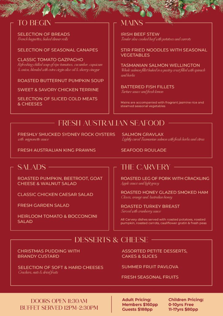 Christmas Lunch Menu